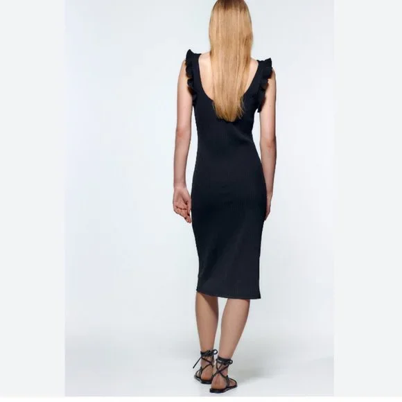 open lace back dress ZARA. Grey ribbed dress Tm – Hibuy market main image 0